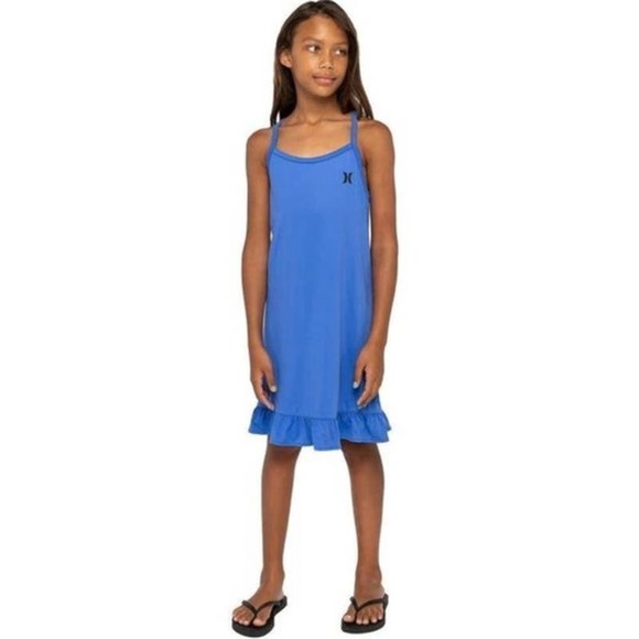 Hurley‎ Girl's Blue Ruffle Hem Tank Dress. Size M (10-12) - Picture 1 of 8